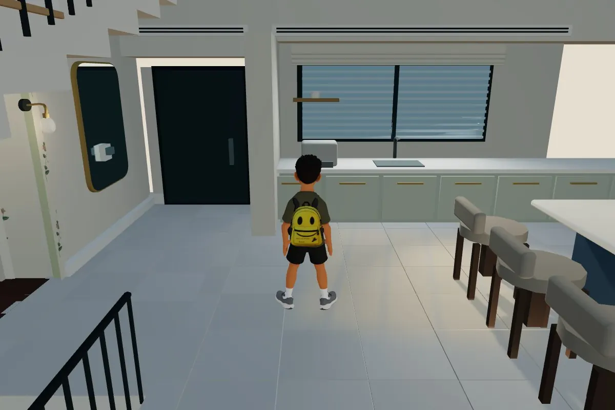 The same front door and entrance in the game